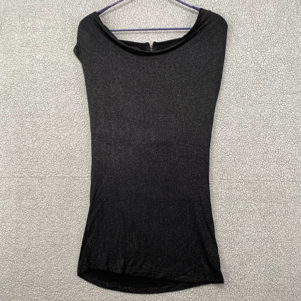 Foxy Jeans Tank Top Womens Size Medium Black Sleeveless Rear Zipper With Pleats